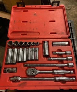 Snap On PB17B 3/8" Drive SAE Socket Set Wrench Case Rachet Box Set 22PC Used - Foto 1 di 2