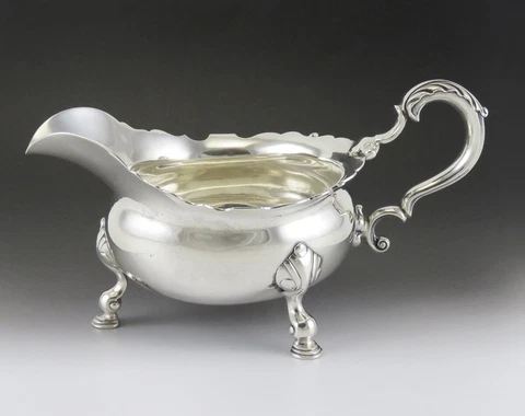 Antique 1899 Victorian English Sterling Silver Sauce or Gravy Boat NO MONO Cover
