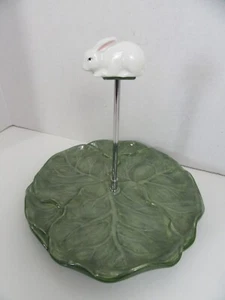 Department 56 Easter Cabbage Bunny 10" Serving Dish Platter 1 Tier - Picture 1 of 3