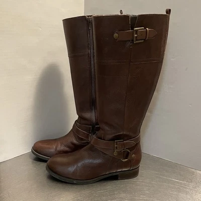 CROWN VINTAGE Boots Womens 8.5 Tall Riding Brown Knee-High Block Heel Buckle - Image 1 of 4