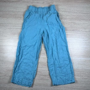 Tahari Women Pants S Aqua Blue 100% Linen Essentials 25" Inseam - Picture 1 of 6