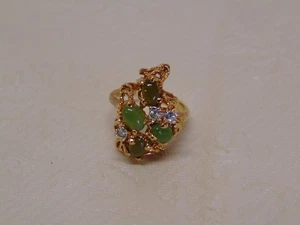 Vintage 18KT HGE Grün Glas Damen Ring - Bild 1 von 3