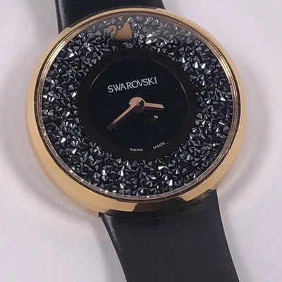Swarovski 5045371 Crystalline Crystal Black Leather Women's Watch -Needs Battery - Image 1 of 4