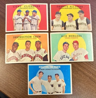 (Lote de 5) Tarjetas de béisbol 1959 Topps — Banks, Doby, Minoso, Colavito Foto 1 de 2
