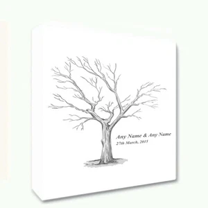 Árbol de huellas dactilares de lona enmarcada con selección de nombres y fechas ideal para boda - Imagen 1 de 1