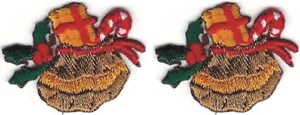 7/8" x 1 1/8" Christmas Santa Claus Presents Bag Sack Embroidery Patch - Picture 1 of 1