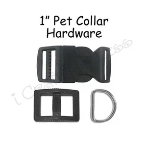 Kit de hardware de 20 cuello de perro hebilla de liberación de deslizamiento negro de 1", deslizamiento triglide, anillo en D - Imagen 1 de 5