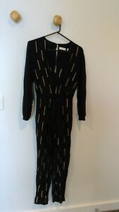 Sass and Bide black and gold silk jumpsuit size 8 /EU 38