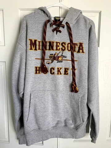 Minnesota Golden Gophers Hockey Signature Concepts Stitched Hoodie Mens L Gray Cover