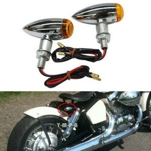 Motorcycle Turn Signals Yellow Lights Blinker Indicators Amber Lens For Harley - Picture 1 of 10