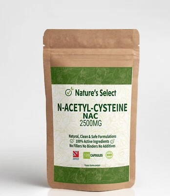 NATURES SELECTION NAC N Acetyl Cysteine 2500mg Capsules Best Quality & Strong No Additive Vegan