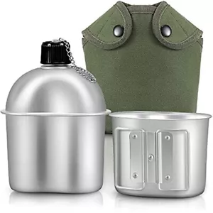 Military Canteen Cookware Set Water Bottle with Grab Handled Cup Outdoor Camping - Picture 1 of 12