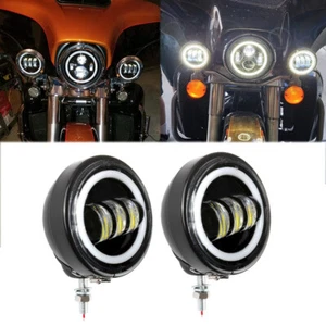 Pair 4.5" inch LED Spot Fog Passing Light Lamp For Motorcycle Universal - Picture 1 of 12