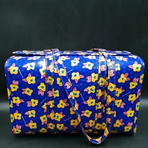 Vintage Naj-Oleari Waxed Paninaro Vinyl Shoulder Bag Blue Flowers - Picture 1 of 4
