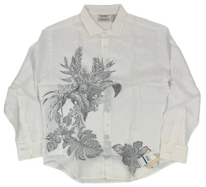 NEW Cubavera Reverse Tropical Linen Shirt Sz XL White/Jet Black CUWFA045DS Men’s - Picture 1 of 10