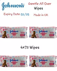 Johnson's Gentle All Over Wipes - Made In UK- Expiry Date 01-2025- 4×72 Wipes  - Picture 1 of 8
