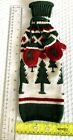 1 Vintage Christmas Wine Bottle Sweater/Cover Knitted with mitten pair-4.5"x13"