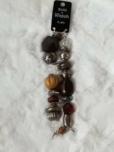 NEW Interchangeable Swap it  beaded watch band- Build a watch Wood& brown beads - Picture 1 of 5