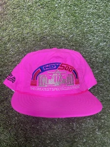 Sombrero de camionero vintage Indy 500 Snapback rosa intenso - totalmente bordado - Imagen 1 de 10