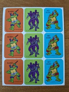 1989 Mirage Studios Teenage Mutant Ninja Turtles Sticker Sheet-9 Stickers