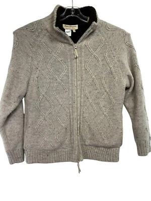 Norm Thompson Mens Sz Large Wool Blend Full Zip Sherpa Lined Sweater Vintage - Image 1 of 4