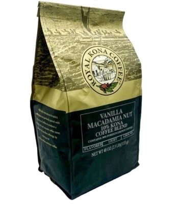 Royal Kona Coffee Vanilla Macadamia Nut Light Ground Blend 40oz Bag x1 - Image 1 of 2