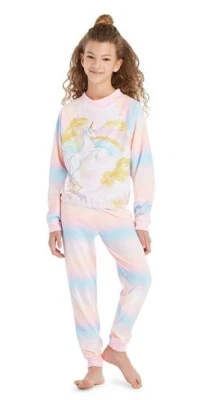Conjunto de pantalones y top de pijama suaves de unicornio arco iris de 2 piezas para niños de medusas 14-16 Foto 1 de 4