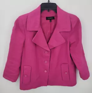 Talbots Blazer Womens 6 Hot Pink Linen Pockets Lined Three Button Jacket - Picture 1 of 8