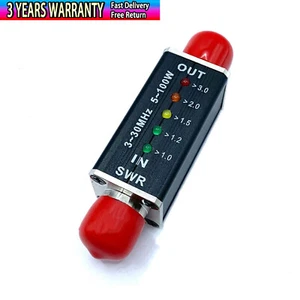 3-30MHz 5-100W SWR Meter Shortwave SWR Power Meter PWR w/ 5 LED Indicator Lights - Zdjęcie 1 z 7