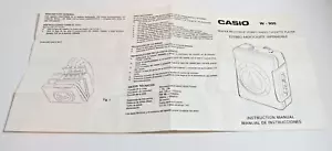 Casio W-900 Portable Cassette Tape Player Instruction Manual English and Spanish - Picture 1 of 4