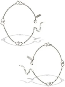Stainless Steel Double Heart Anklet-1 John 4:19 Shields of Strength - Picture 1 of 3