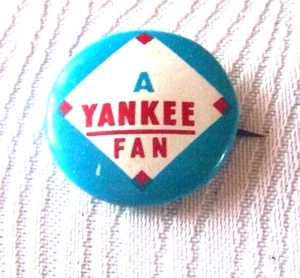 Vintage - A YANKEE FAN - 1967 CRANE POTATO CHIPS BASEBALL PIN BUTTON - Picture 1 of 5