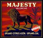 Upland California Majesty Lion #1 Orange Citrus Fruit Crate Label Art Print