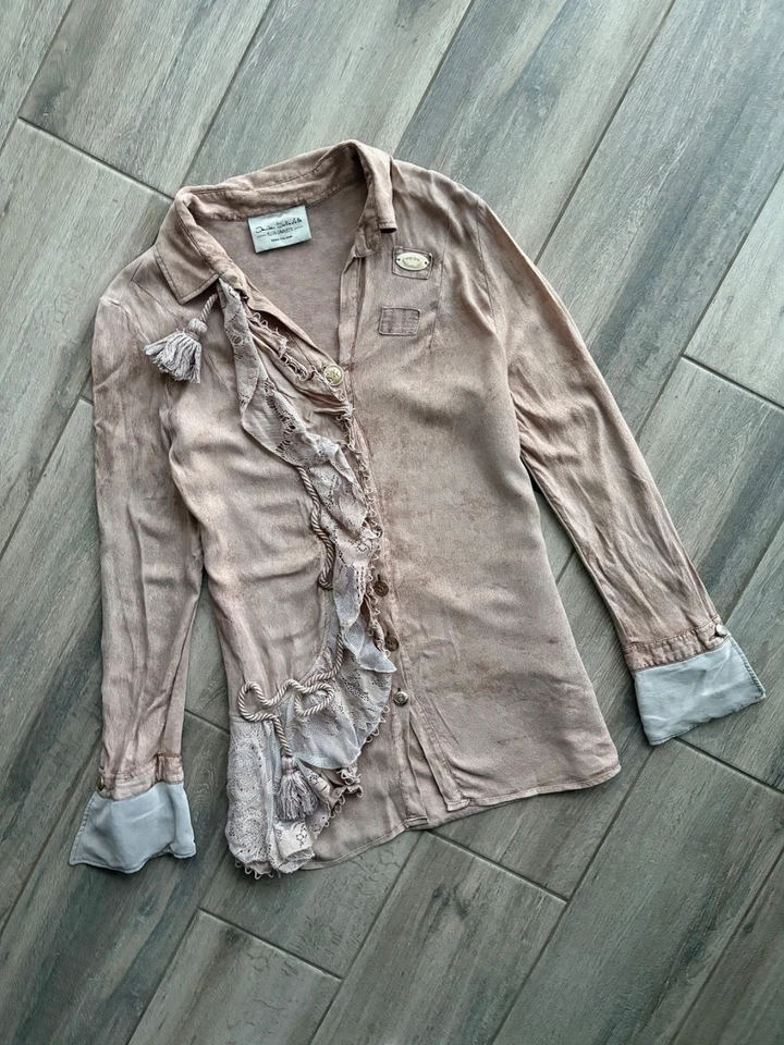 Blusa romántica con volantes Elisa Cavaletti — Top de diseñador boho Shabby Chic XS - S Foto 1 de 4