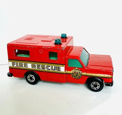 Vintage 1980 Matchbox Fire Rescue Ambulance ~ Red w/Red Doors ~ RARE ISSUE - Image 1 of 4