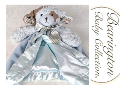 Bearington Baby Collection Azul Cachorro Perro Lovey Manta de Seguridad con Satén Foto 1 de 4