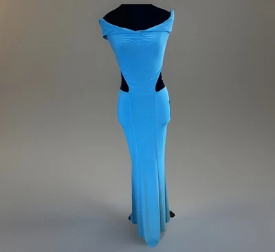 Nuevo con etiquetas Vestido Sinfónico Azul Talla XS Largo Cuerpo Con Corte Lateral Elástico Jersey Tejido Foto 1 de 4