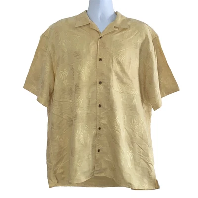 Camisa Hawaiana Jos A Bank Para Hombre XL Oro Pálido Amarillo Monocromática Palma Foto 1 de 4