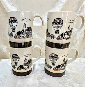 4er Set Retro Heißluftballon Zuschauer Tassen | Vintage Kaffee Tee Tassen | MCM - Bild 1 von 13