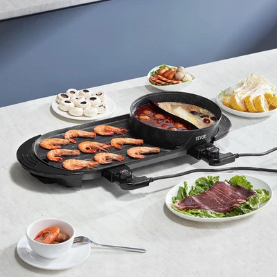 Electric Hot Pot with Grill 2200W 2-in-1 Non-Stick Combo for Indoor Korean BBQ - Image 1 of 4