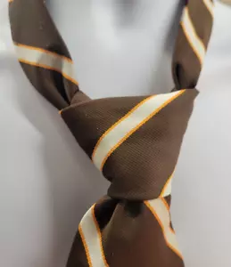 VINTAGE LORD & TAYLOR TIE NYLON NECKTIE BROWN STRIPED - Picture 1 of 7