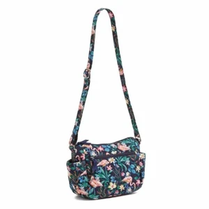 NWT Vera Bradley Iconic On The Go Crossbody Bag in Flamingo Garden Shoulder Bag - Picture 1 of 17