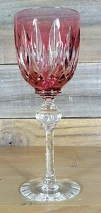 Vintage Josair Josephine Hutte Wein Hock Kelch Glas Preiselbeere geschliffen auf klar - Bild 1 von 12