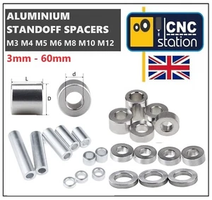 Aluminium Standoff Spacers M3 M4 M5 M6 M8 M10 M12 Round Spacer bushing Bonnet UK - Picture 1 of 3