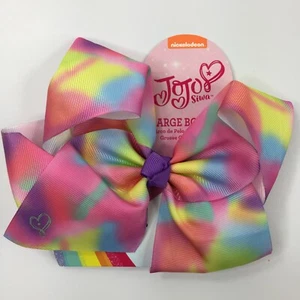 JoJo Siwa Tie Dye Pastel Ribbon 8" Bow W Purple Hair Tie BRAND NEW - Picture 1 of 3