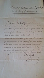 1828 ANTIQUE MANUSCRIPT DOCUMENT MANOR OF EALING LONDON - CERTIFICATE OF CUSTOM - Picture 1 of 8