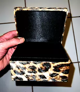 Decorative LEOPARD Wooden Jewelry Trinket Box w/Hinged Lid -"NEW"#093300 - Picture 1 of 7