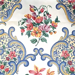 Polished Cotton Chintz Decor Fabric Bloomcraft Flower Bouquets Vases Rococo 3YDS - Picture 1 of 18