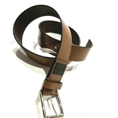 Cinturón de cuero con hebilla enrollable Calvin Klein Jeans para hombre - talla 32 - marrón tostado  Foto 1 de 4