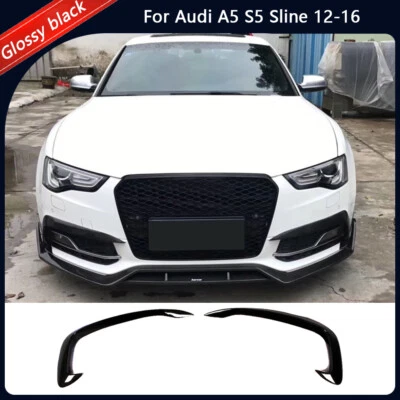 Parachoques delantero negro brillante para Audi A5 S5 Sline 12-16 canards aletas embellecedores Foto 1 de 4